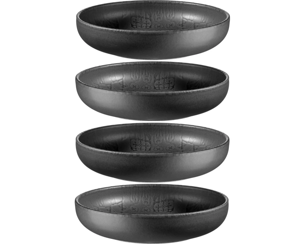 Mäser Speiseteller Tiles UNO tief, 22 cm, 4 Stück, Schwarz