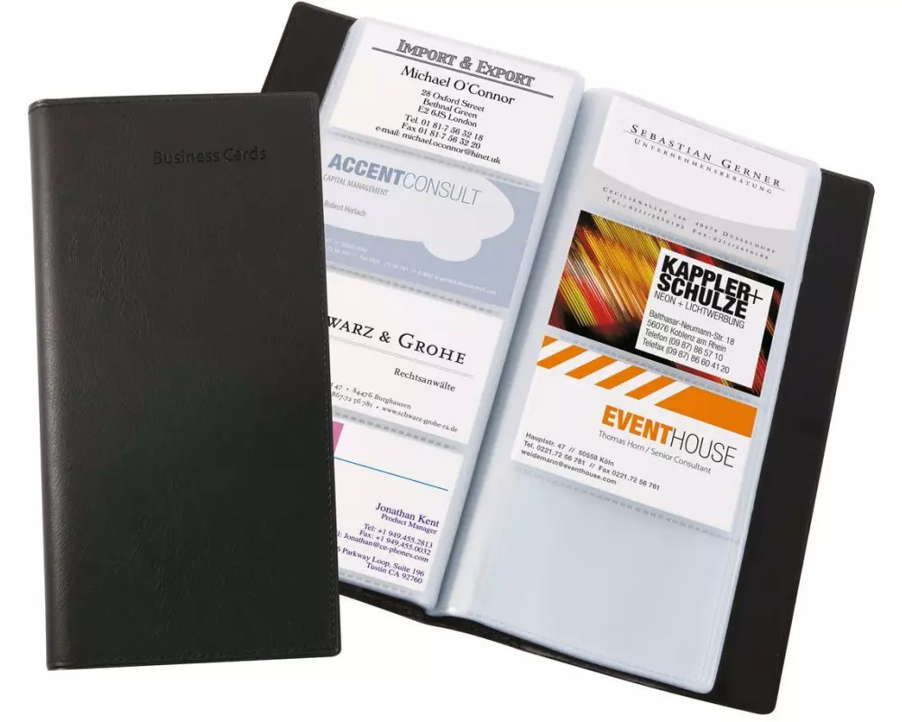 Sigel Visitenkartenbuch 12.2 x 24.8 x 1.2 cm, Schwarz