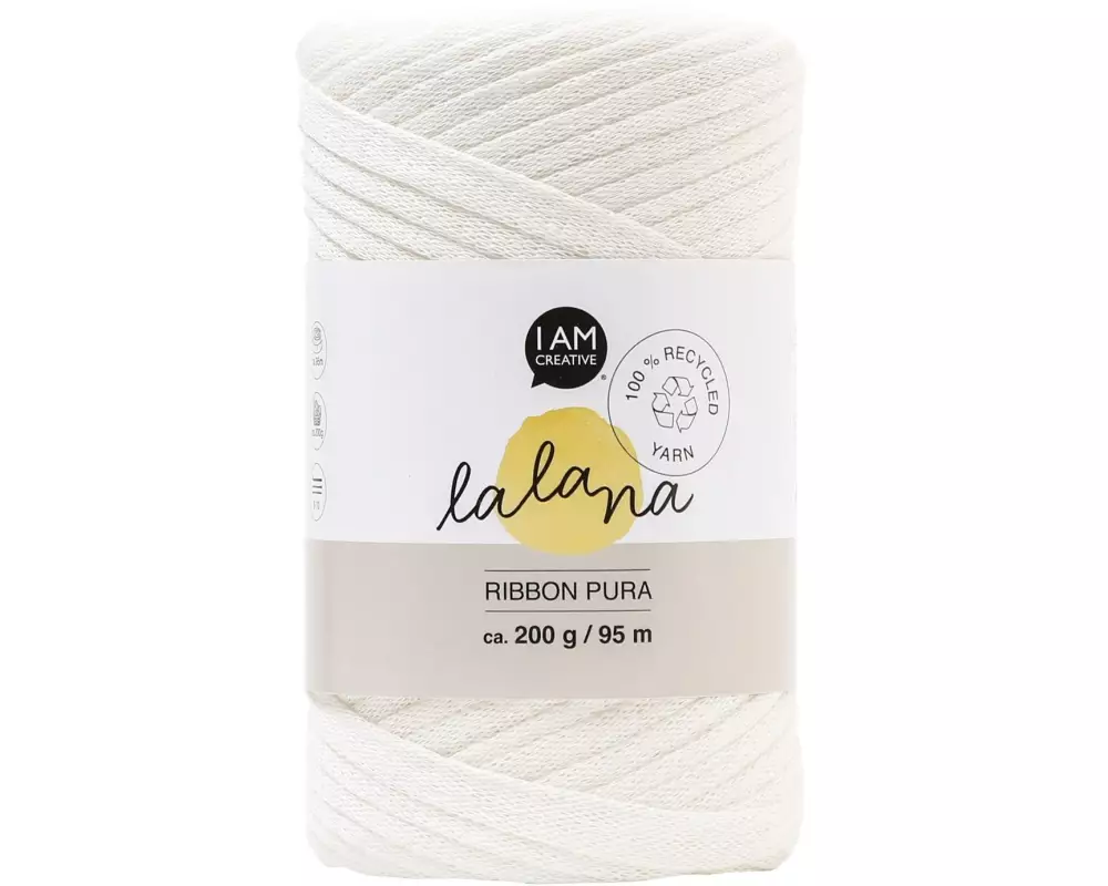 lalana Wolle Ribbon Pura 200 g, Crème