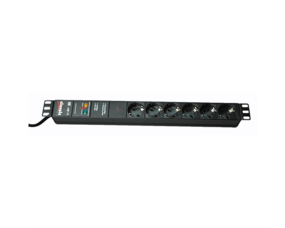 BACHMANN 19" Steckdosenleiste 6-fach mit GVS ohne Schalter, schwarz