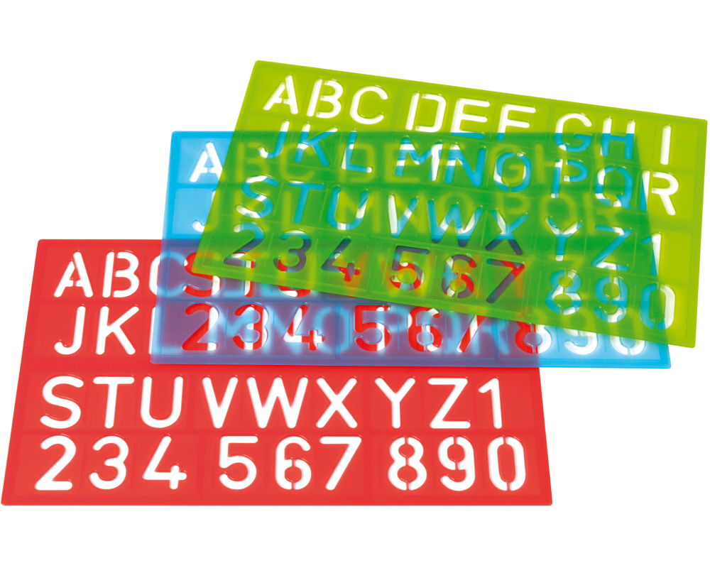 WESTCOTT Zeichenschablone 50cm E-10600 00 A-Z, 0-9 blau/rot/grün
