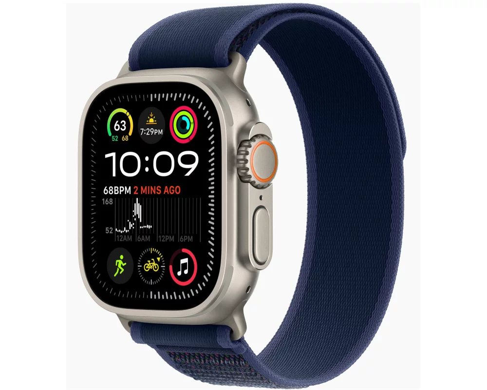 Apple Watch Ultra 2 Natural Titanium Trail Loop Blau S/M