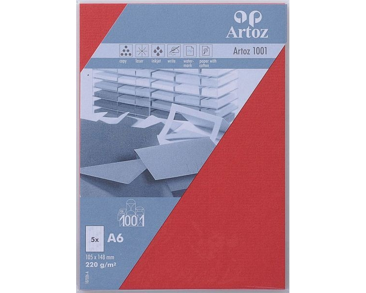 ARTOZ Karten 1001 A6 107326145 220g, rot 5 Blatt