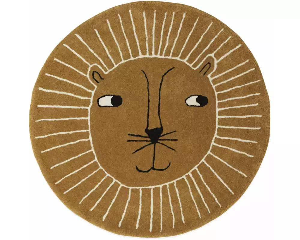 OYOY Dekoteppich Löwe Ø 95 cm, Braun