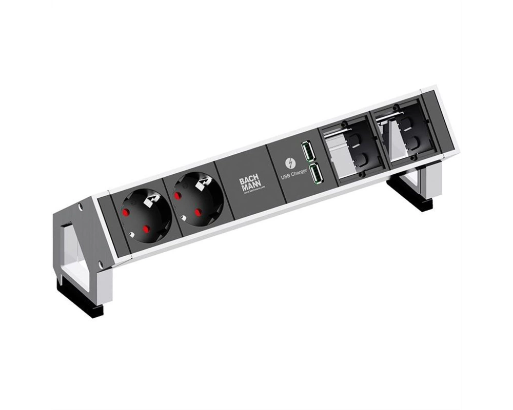 BACHMANN DESK2 2x Schutzkontakt 2x ABD 1x USB Charger GST18, weiß