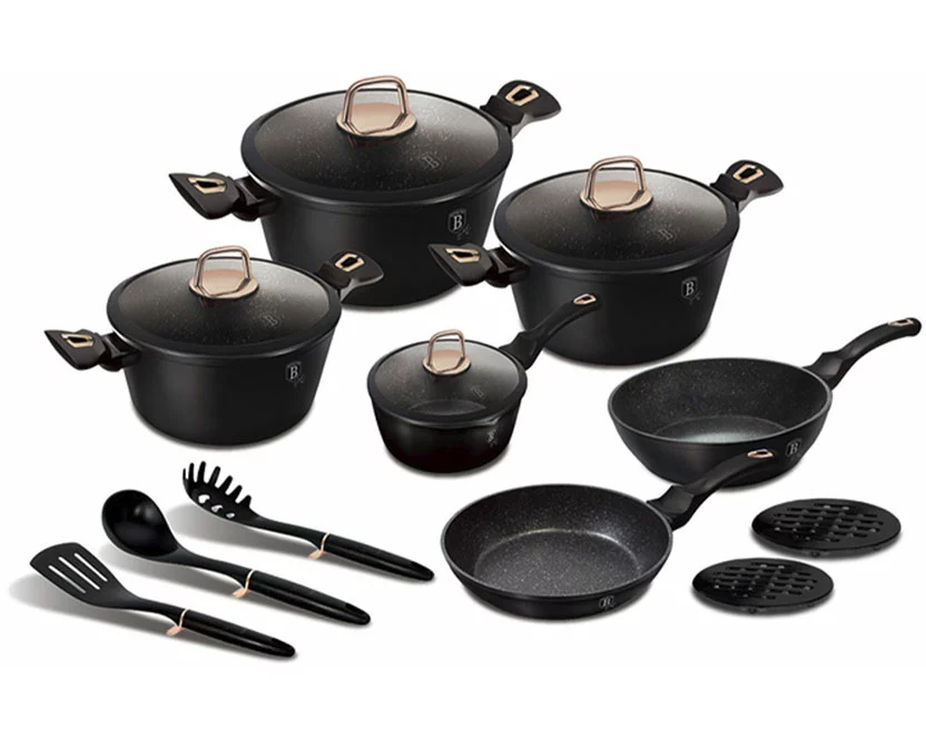 Berlinger Haus 15-teiliges Kochgeschirr-Set Black Rose Collection