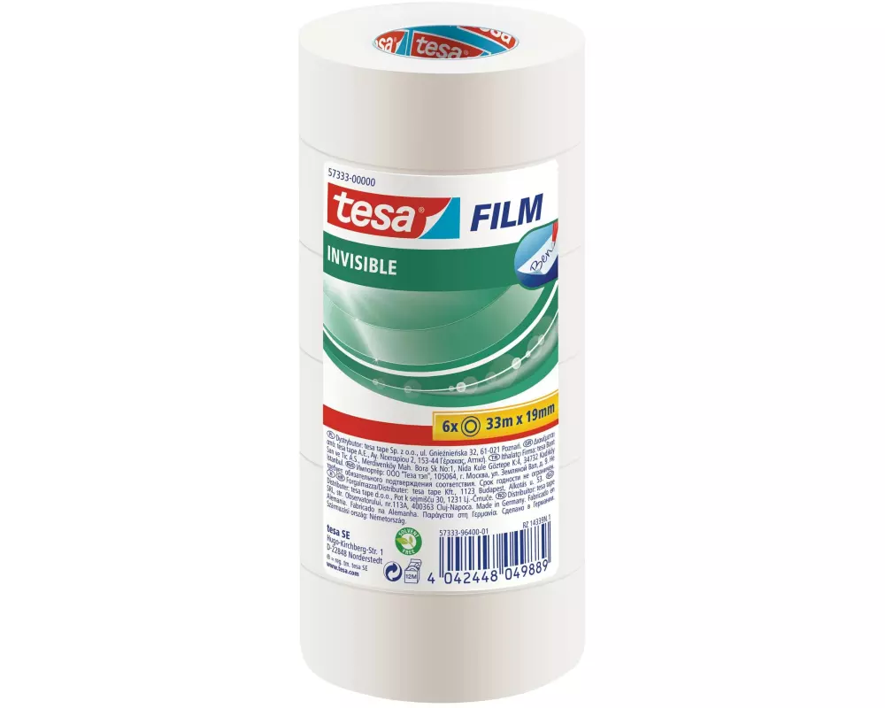tesa Klebeband invisible 19 mm x 33 m, 6 Rollen Transparent
