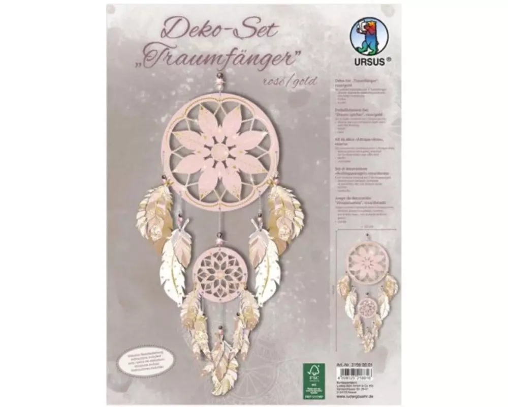 URSUS Bastelset Traumfänger, Rose/Gold, 2 Stück