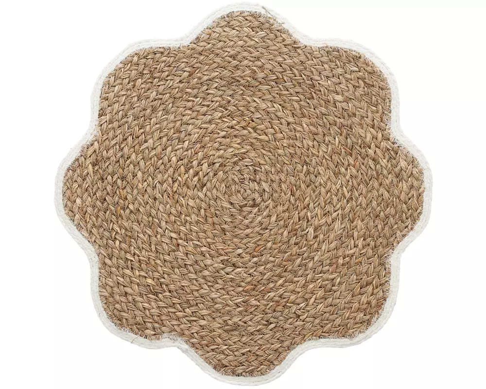 Zeller Present Tischset Blumen-Geflecht Seegras ø 38 cm, Weiss