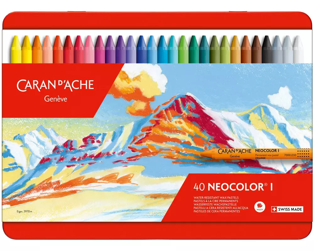 Caran d'Ache Wachsmalstifte Neocolor 1 wasserfest, 40 Stück