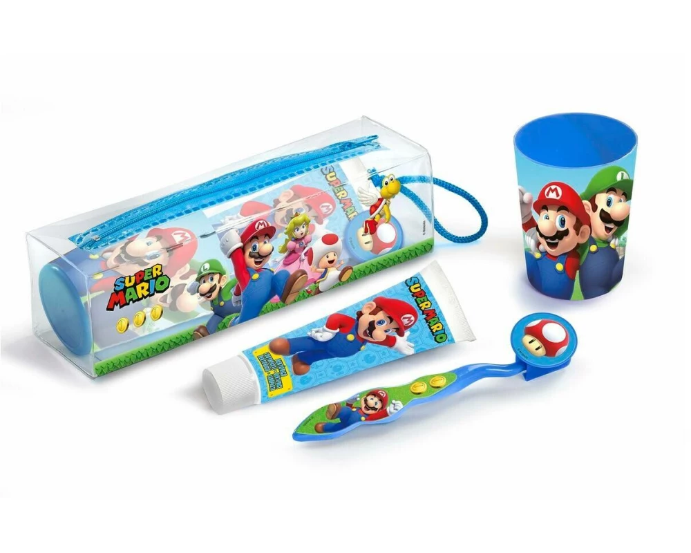 Kids Collection Super Mario Zahnpflege Set 4-teilig, mit Kulturbeutel