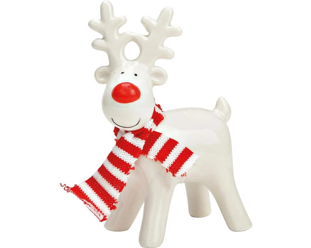 G. Wurm Weihnachtsfigur Elch 9 x 13 x 5 cm, Rot/Weiss