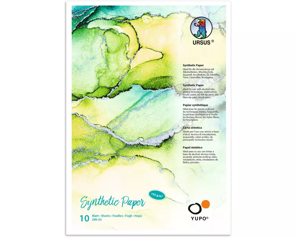 URSUS Malblock Yupo Synthetik, A5, 192 g/m2, 10 Blatt