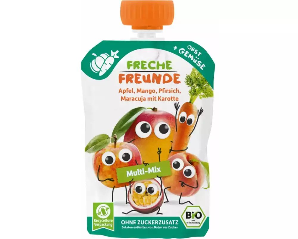 Freche Freunde Quetschbeutel Apfel, Karotte, Mango, Pfirsich 100 g