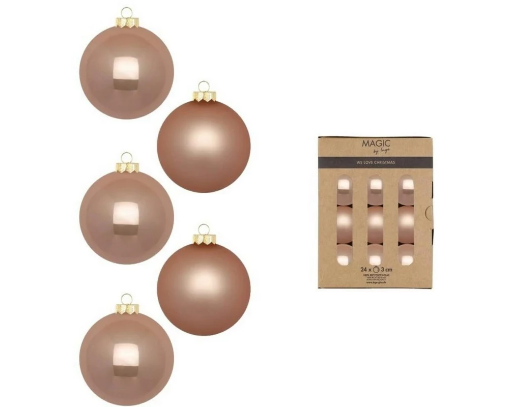 INGES CHRISTMAS DECOR Weihnachtskugel Golden Sesame 24 Stück, Goldbraun