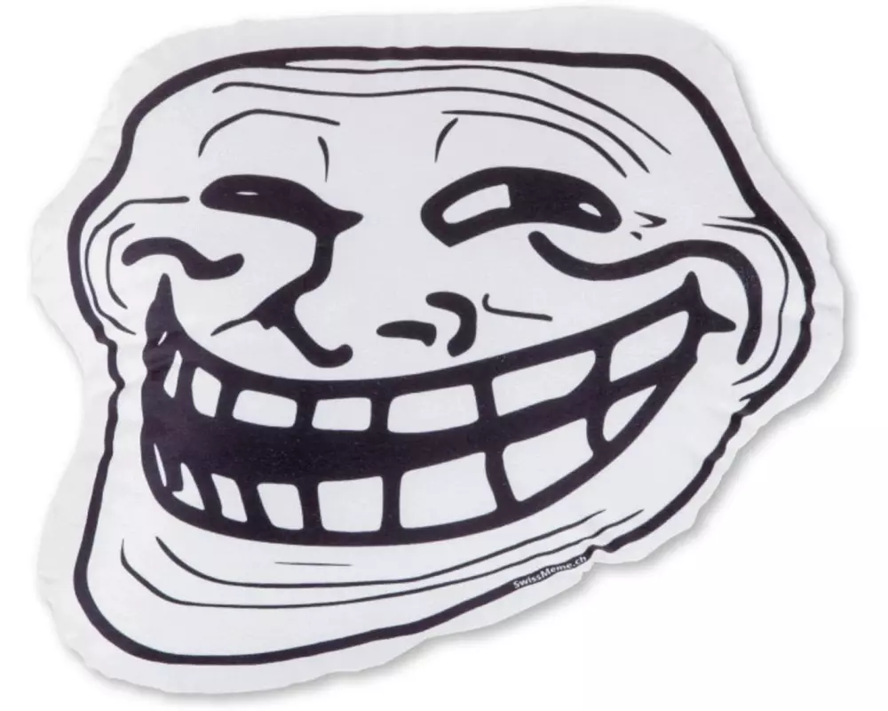 Swissmeme Kissen Trollface, 41 x 34 x 15 cm