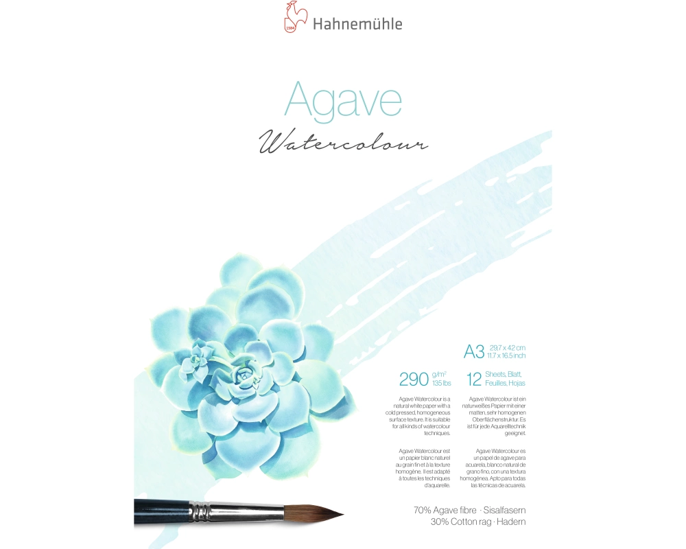 HAHNEMÜHLE Aquarellblock Agave A3 10625411 weiss, 290g 12 Blatt