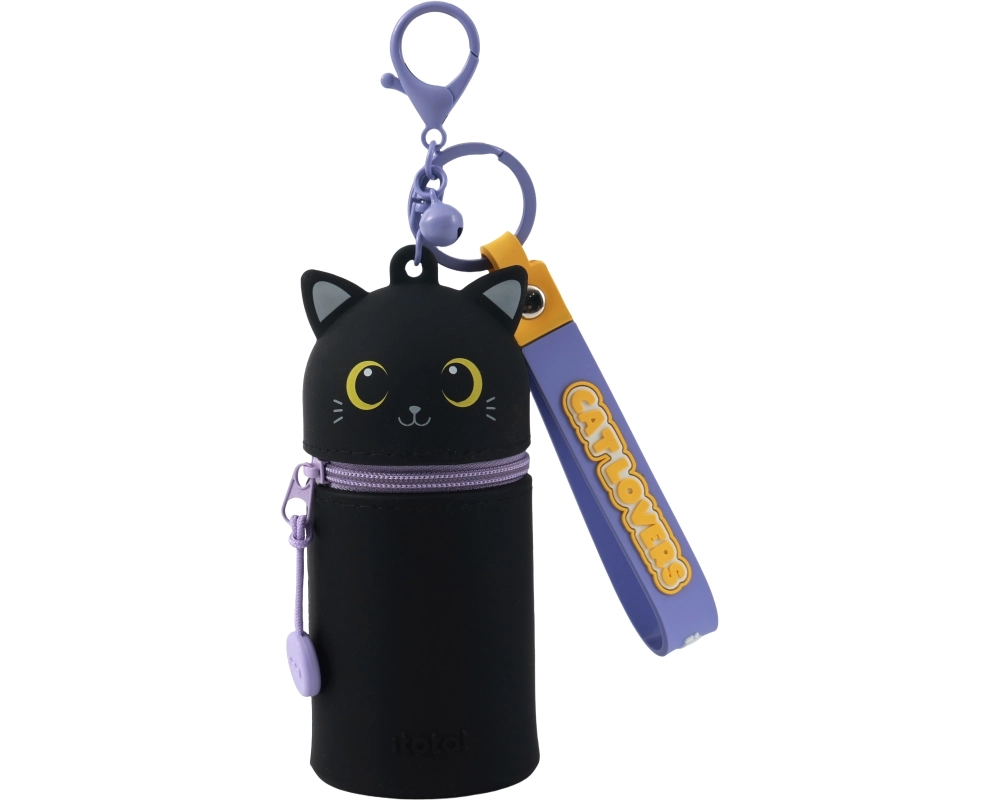I-TOTAL Schlüsselanhänger Silikonetui XL2486B Katze schwarz