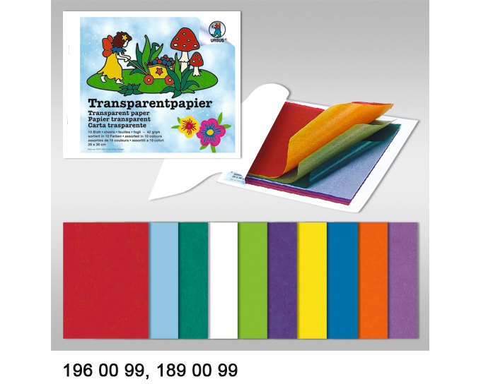 URSUS Transparentpapier 14×24cm 1960099 42g, 10 Farben ass.