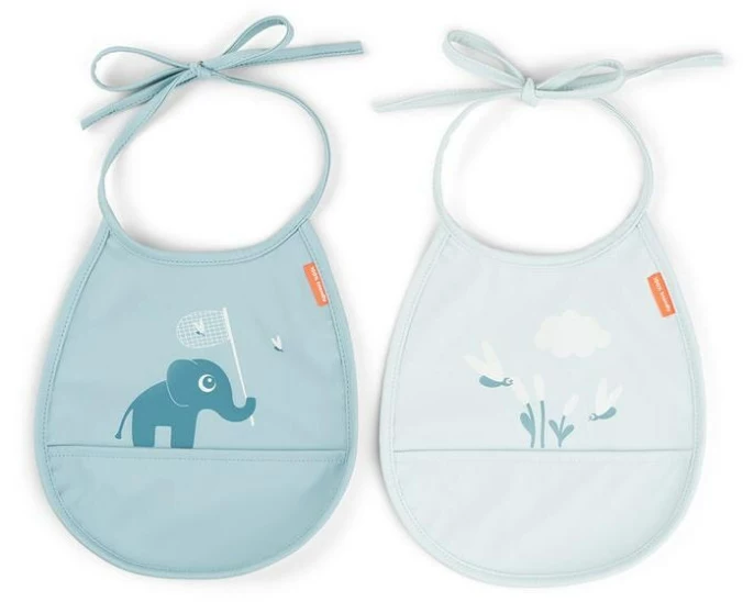 done by deer Lätzchen Mini 2er Set Elphee Blau 20 x 19.5 cm