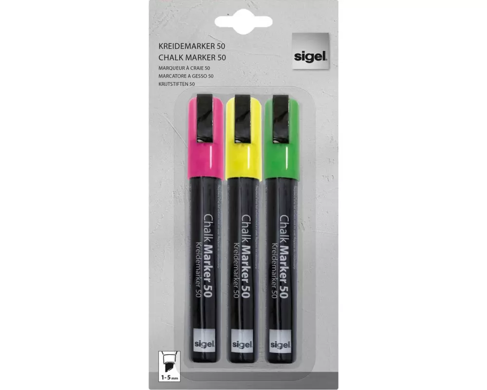 Sigel Kreidemarker Gelb/Grün/Pink