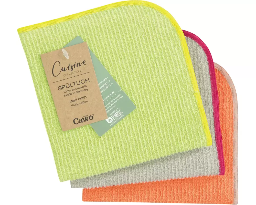 Cawö Abwaschlappen Trio 30 x 30 cm, 3 Stück, Pistazie/Mandarine
