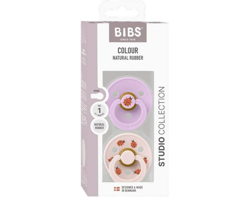 Bibs Studio Colour Ladybug Naturlatex 6-18 Monate Rosa 2er-Pack