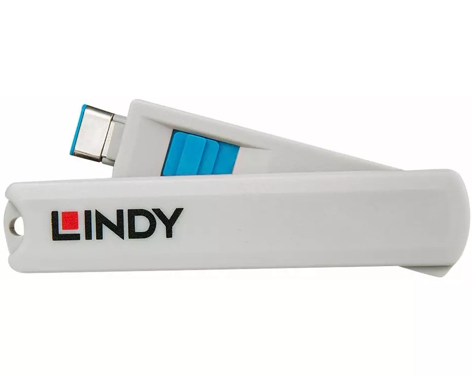 LINDY USB Type C Port Blocker Key - Pack of 4 Blockers Blue