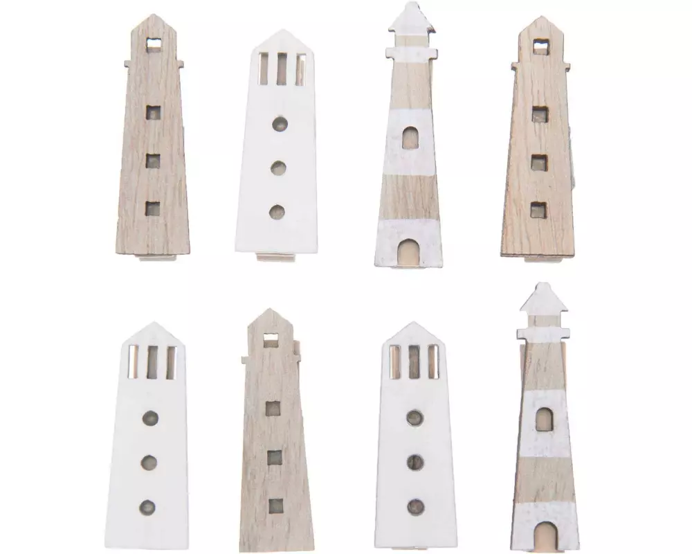 Rico Design Dekoklammer Leuchtturm natur 8 Stück
