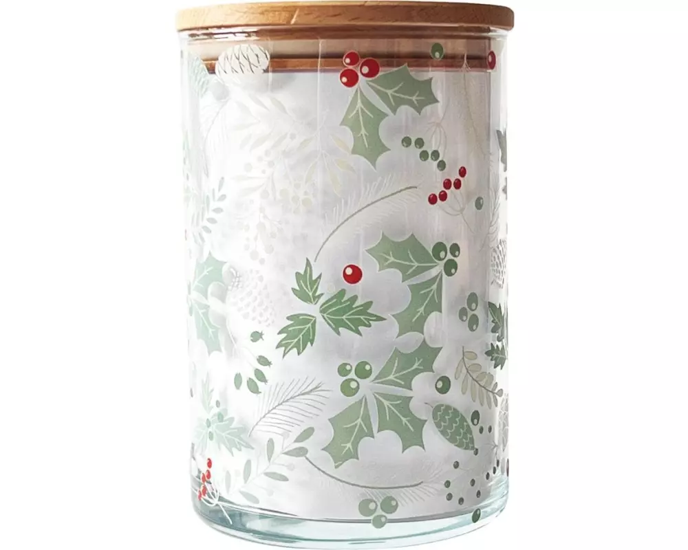 Wunderle Vorratsglas Weihnachtsgrün 880 ml, mit Holzdeckel