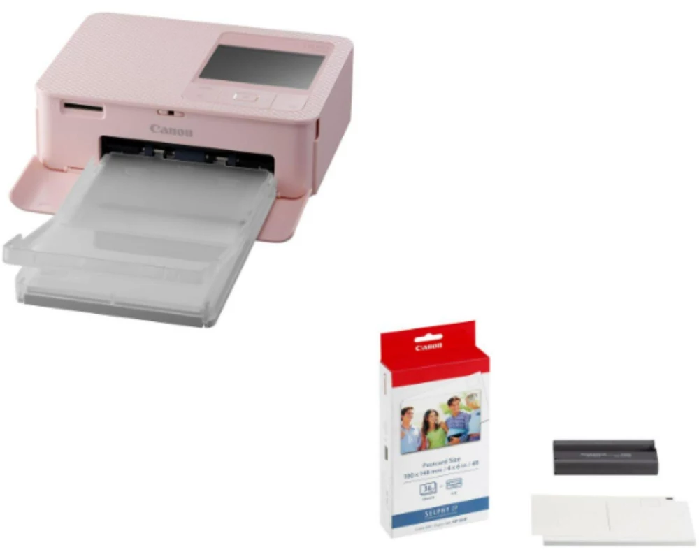 Canon Fotodrucker Selphy CP1500 + KP-36IP (Kit) Rosa