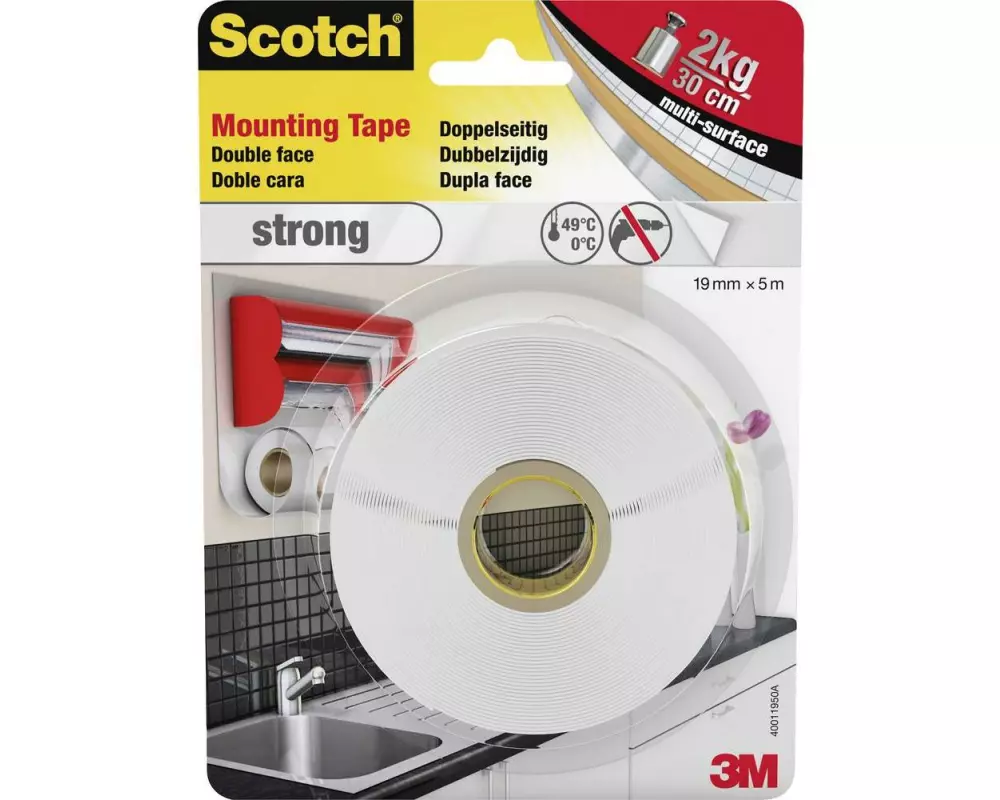 3M Innenmontageband 19 mm x 5 m, Weiss