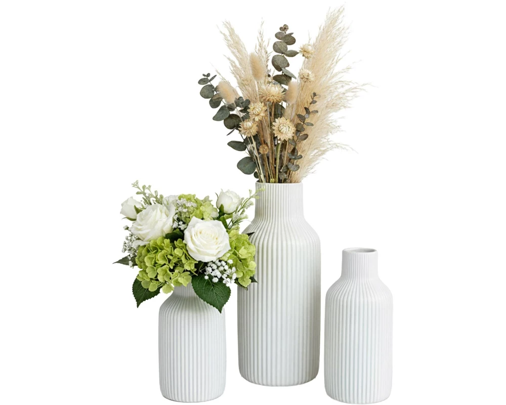 relaxdays Vase 3er Set, Weiss