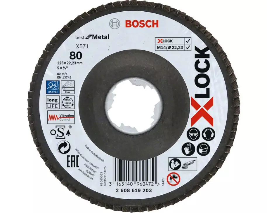 Bosch Professional Fächerschleifscheibe X-LOCK Best for Metal K80 125 mm