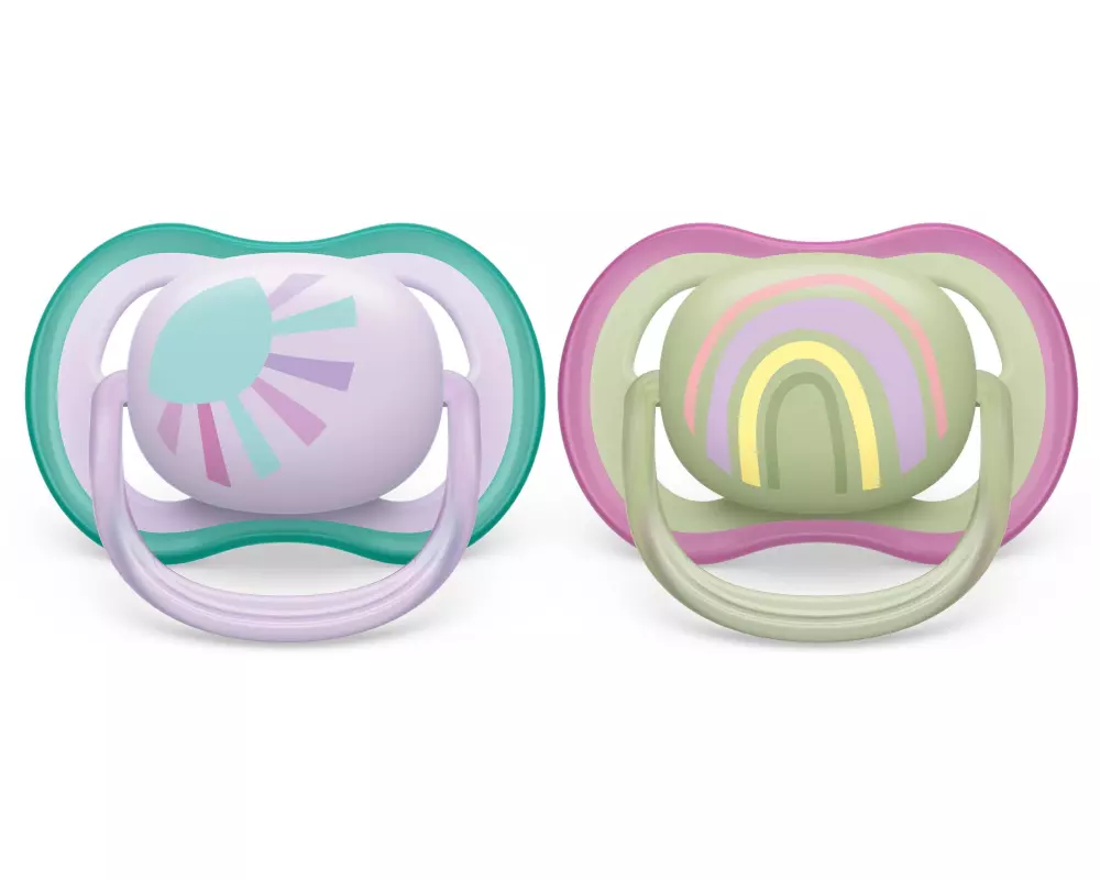 PHILIPS AVENT Nuggi ultra air 0-6 Mt. Sonne/Regenbogen Lila/Olivgrün