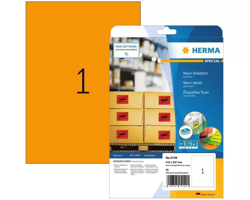 HERMA Universal-Etiketten 21 x 29.7 cm, 20 Etiketten