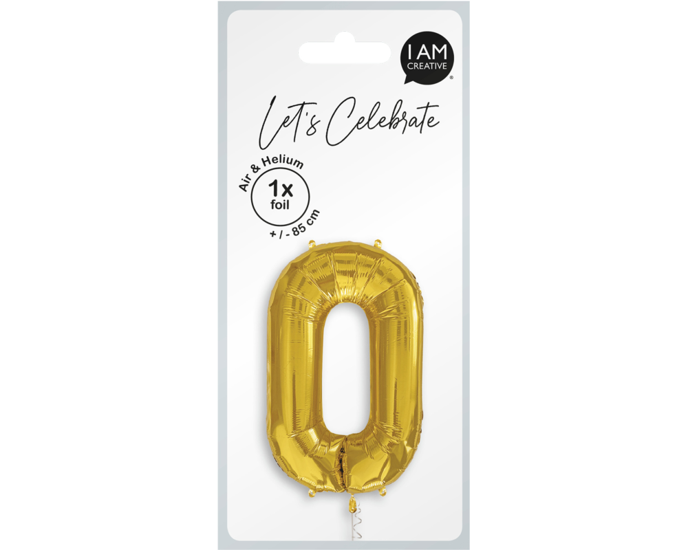 I AM CREATIVE Folienballon Zahl 0 85cm 1000-1055 gold