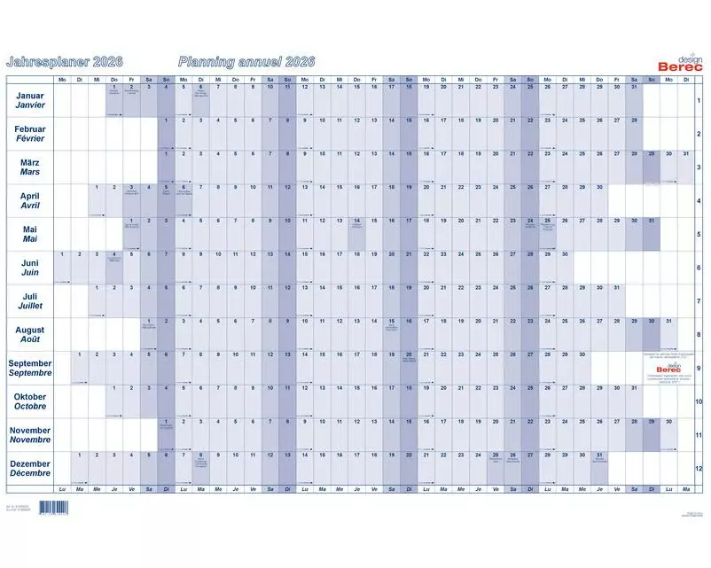 Berec Jahresplaner Klassiker quer 2026