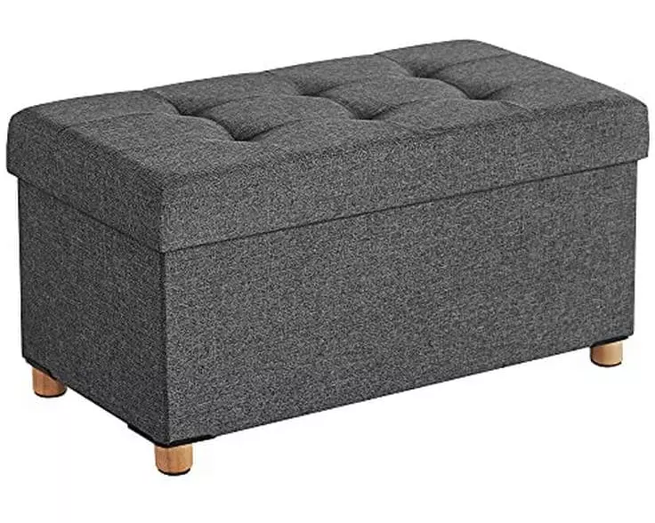 Songmics Sitztruhe mit Deckel 76 x 38 x 40 cm, Dunkelgrau