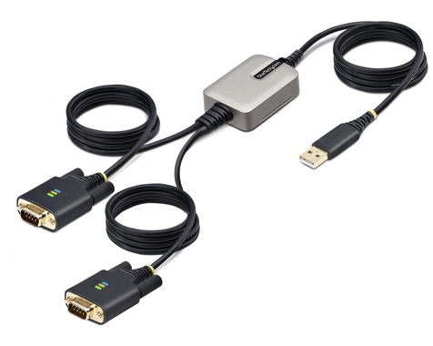 StarTech.com 2P6FFC-USB-SERIAL Kabeladapter USB-A 2 x DB-9 RS-232 Schwarz, Grau