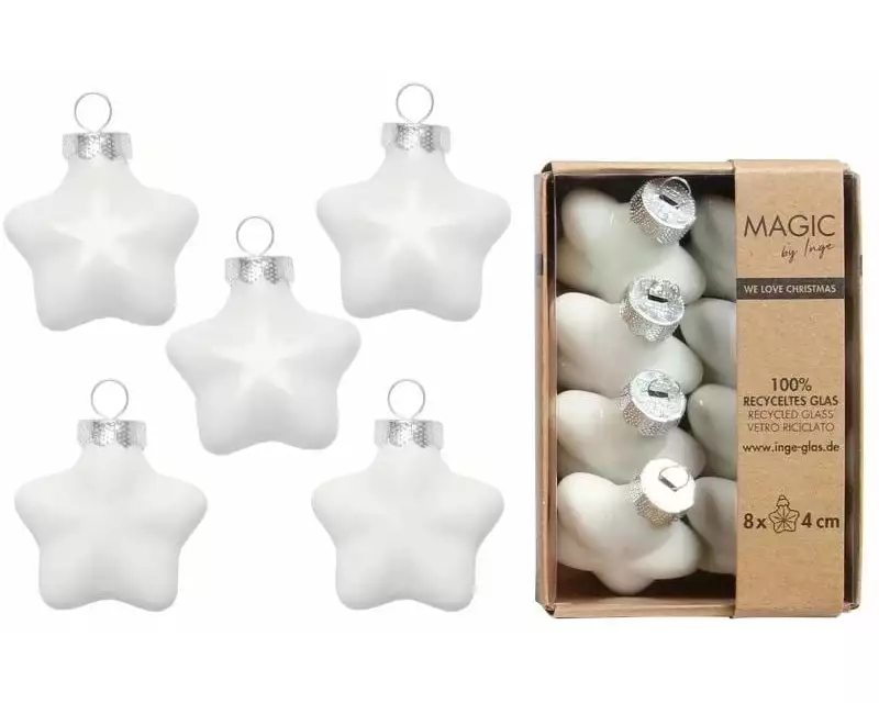INGES CHRISTMAS DECOR Weihnachtskugel Stern 8 Stück, Weiss