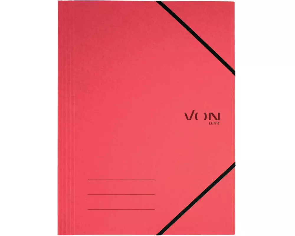 VON Gummibandmappe A4, Rot, 5 Stück
