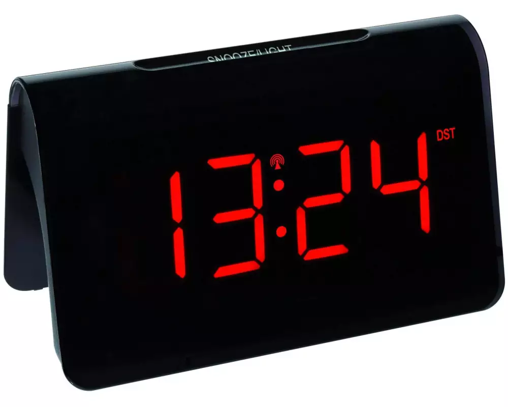 TFA Dostmann Funkwecker Icon Schwarz, Rot