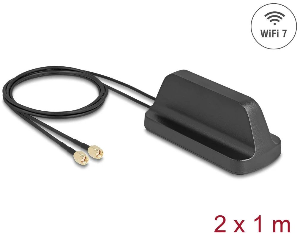 Delock WiFi 7 Antenne 2 x RP-SMA St RP-SMA 4 dBi Rundstrahl