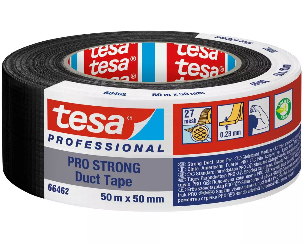 tesa Gewebeband Pro Strong Duct Tape Schwarz - 50 m x 50 mm