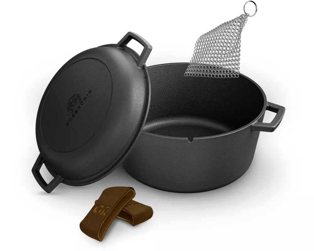 Gusskoenig Topf 5 l mit Griffen, Reiniger, Untersetzer