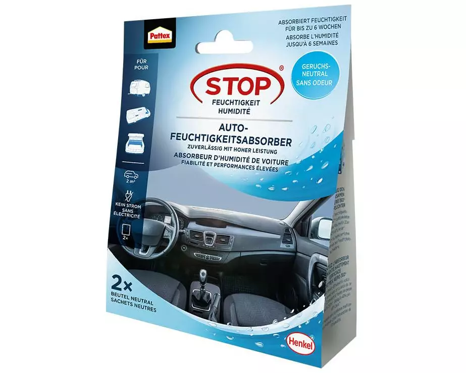 Pattex Entfeuchter Auto-Feuchtigkeitsabsorber AERO 360 2x 50g