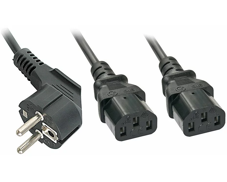 LINDY 2m Schuko to 2x IEC C13 Y-Cable