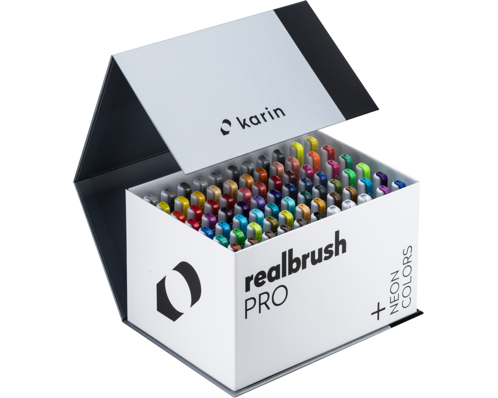 KARIN Real Brush Pen Pro 0.4mm 31C13 Mega Box, 3 Blender 72 Stück