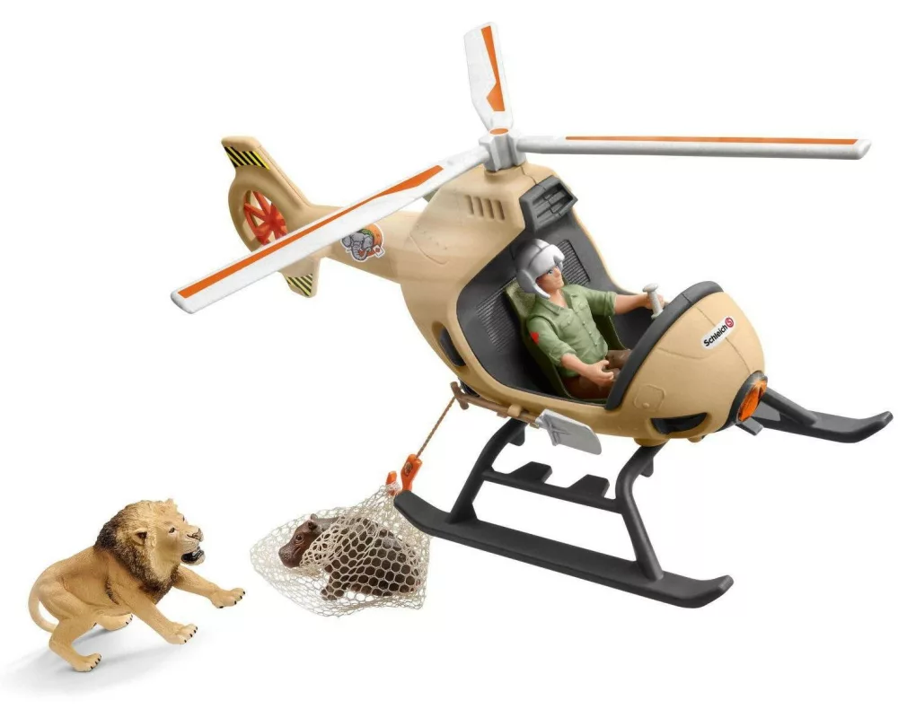 Schleich Spielfigurenset Wild Life Helikopter Tierrettung